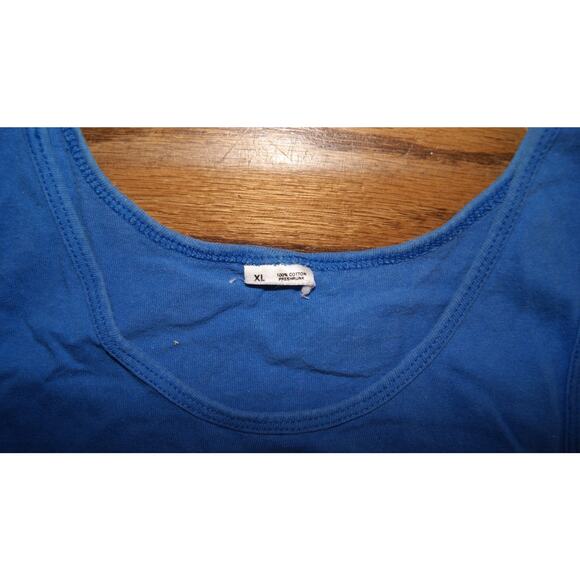 Vintage 90s Neon Shark Ocean Sun XL Blue Tank Top TShirt USA Made Single Stitch - Picture 4 of 10